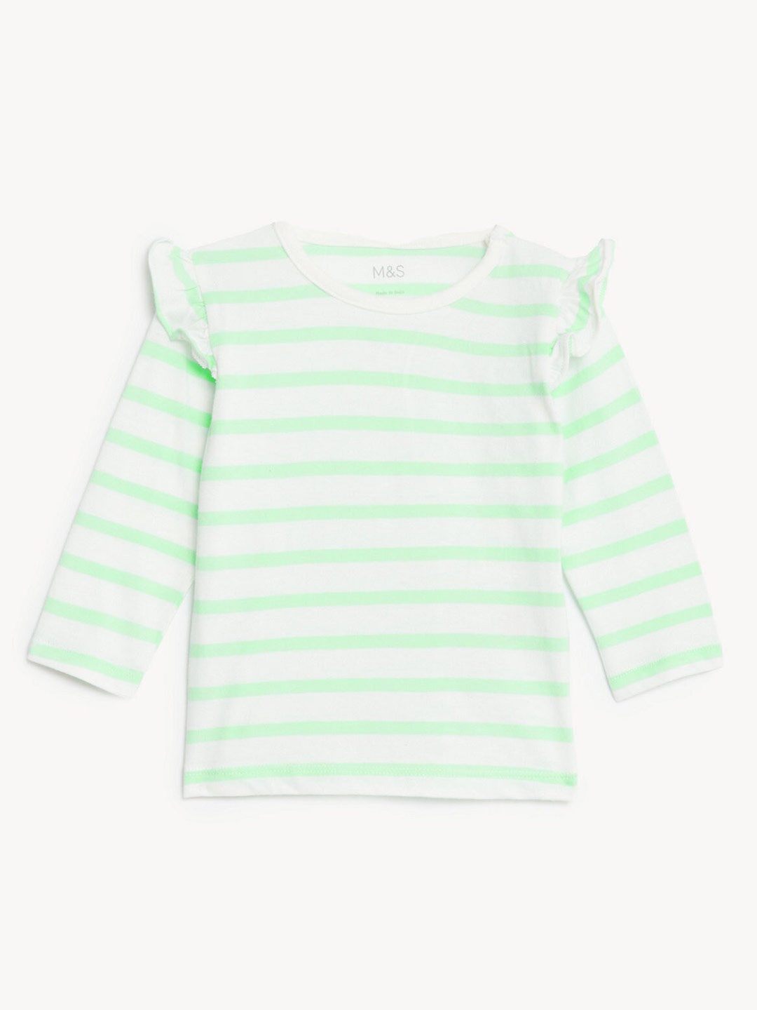

Marks & Spencer Girls Striped Pure Cotton Top, Green