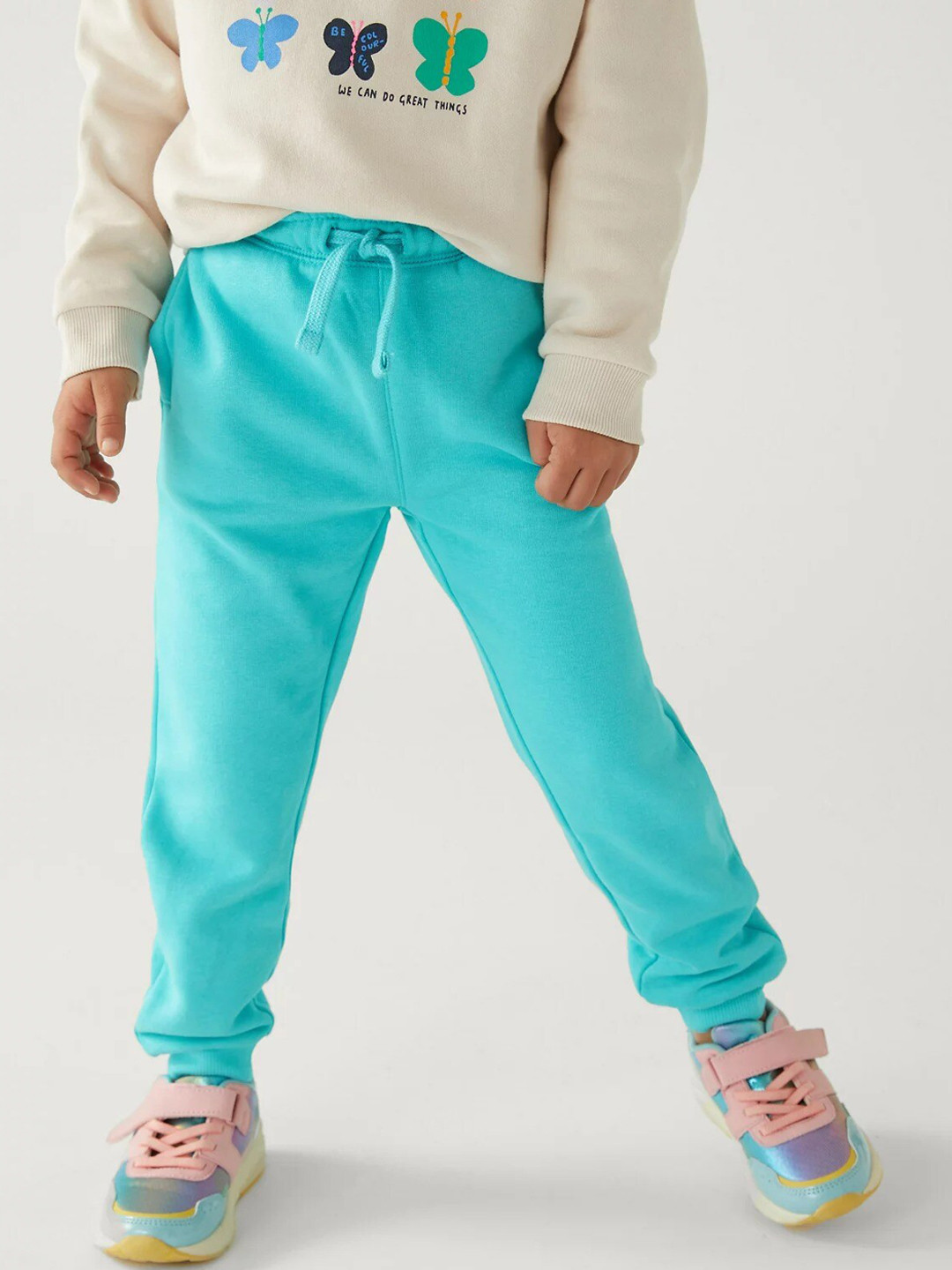

Marks & Spencer Girls High-Rise Joggers Trousers, Blue
