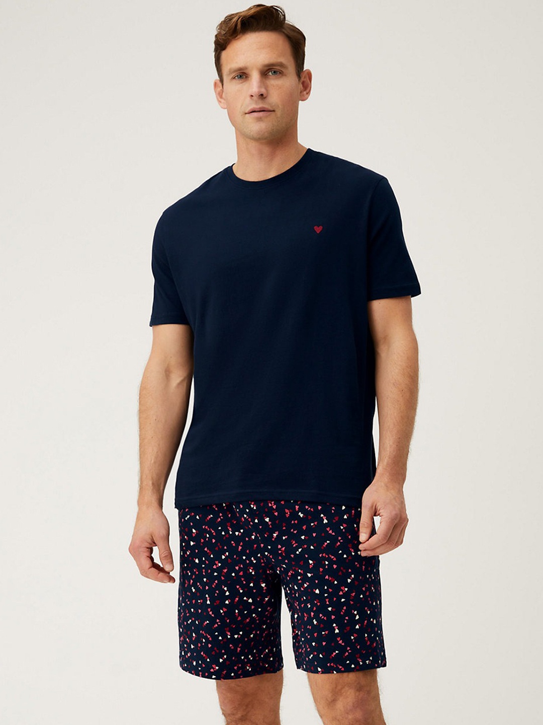 

Marks & Spencer Men Pure Cotton Night suit, Navy blue