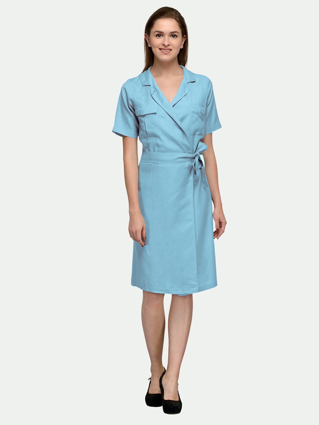 

PATRORNA Wrap Cotton Dress, Blue