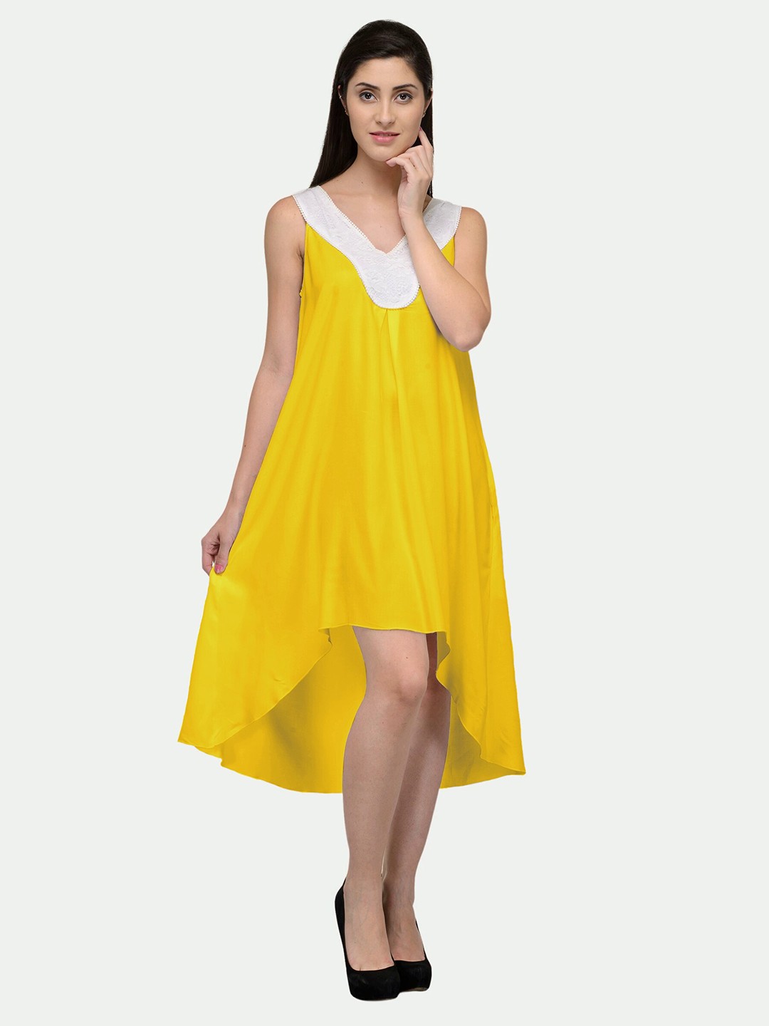 

PATRORNA Plus Size A-Line Cotton Dress, White