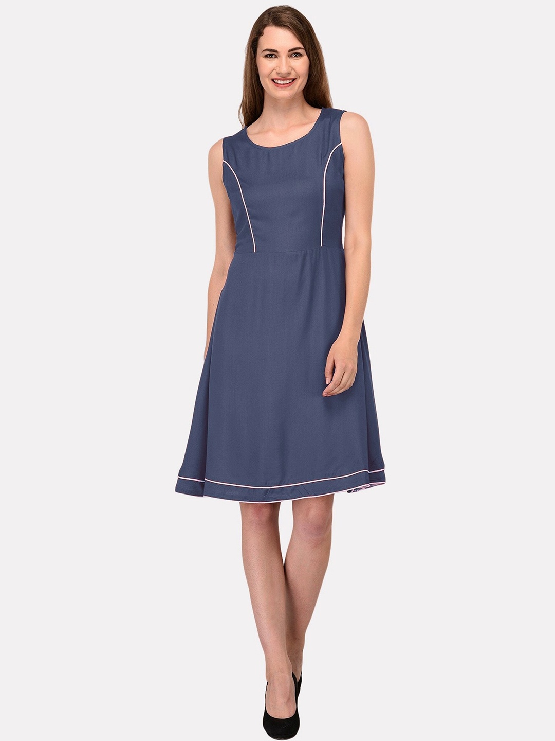 

PATRORNA Fit & Flare Cotton Dress, Grey