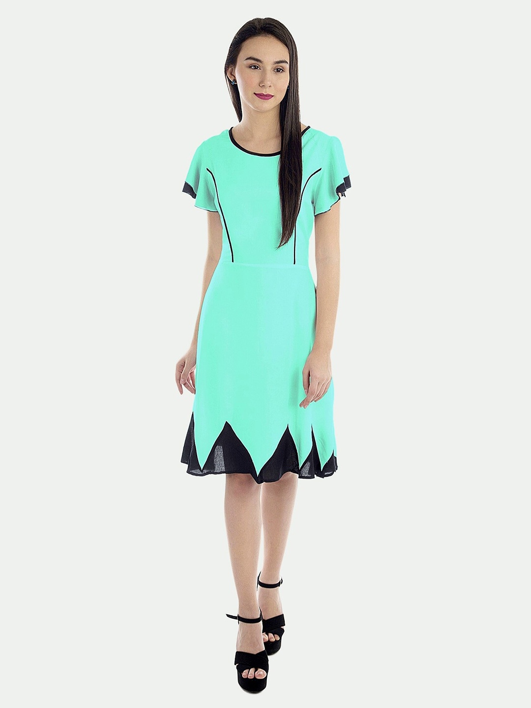 

PATRORNA Colourblocked Cotton Dress, Fluorescent green