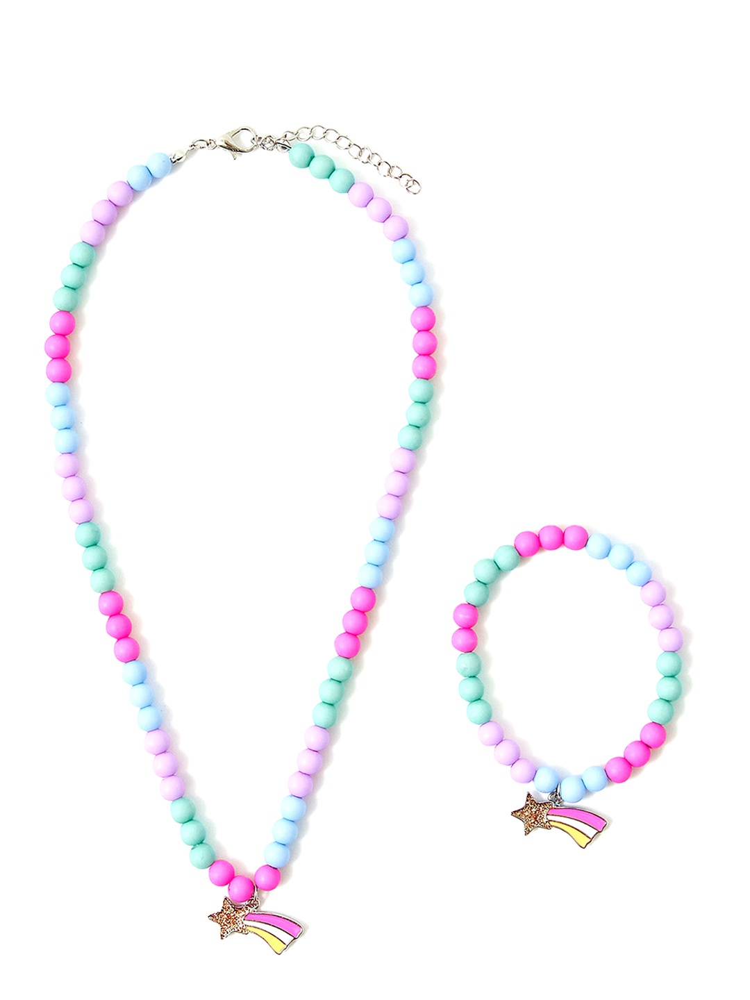 

Accessorize Girls Gold-Plated Beaded Shooting Star Jewellery Set, Pink