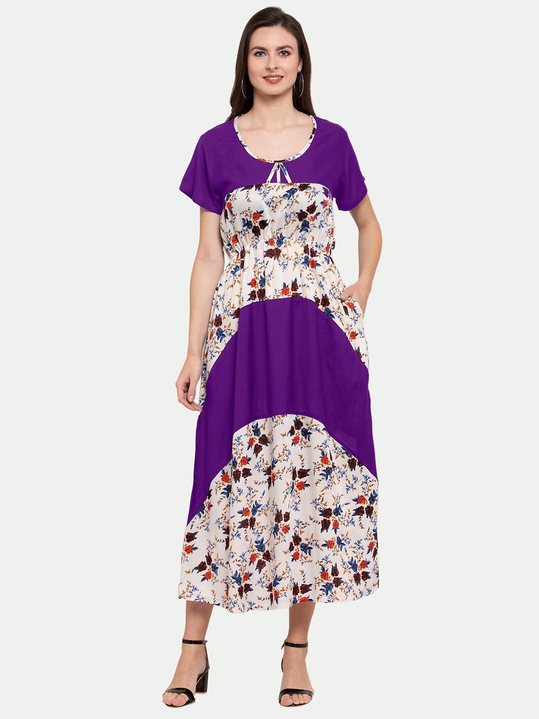 

PATRORNA Purple Floral Midi Dress