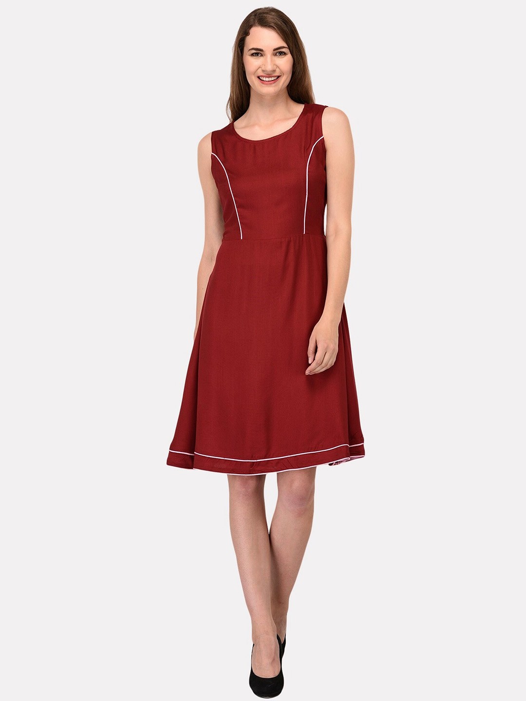 

PATRORNA Cotton A-Line Dress, Maroon