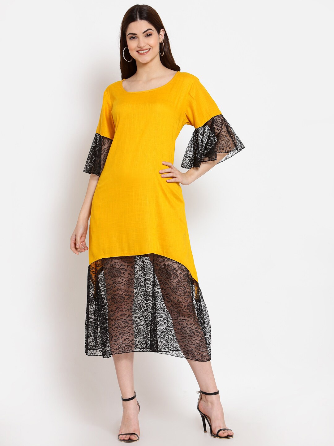 

PATRORNA A-Line Midi Cotton Dress, Yellow