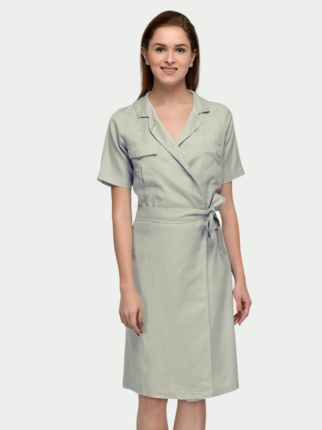 

PATRORNA Cotton Wrap Dress, Off white