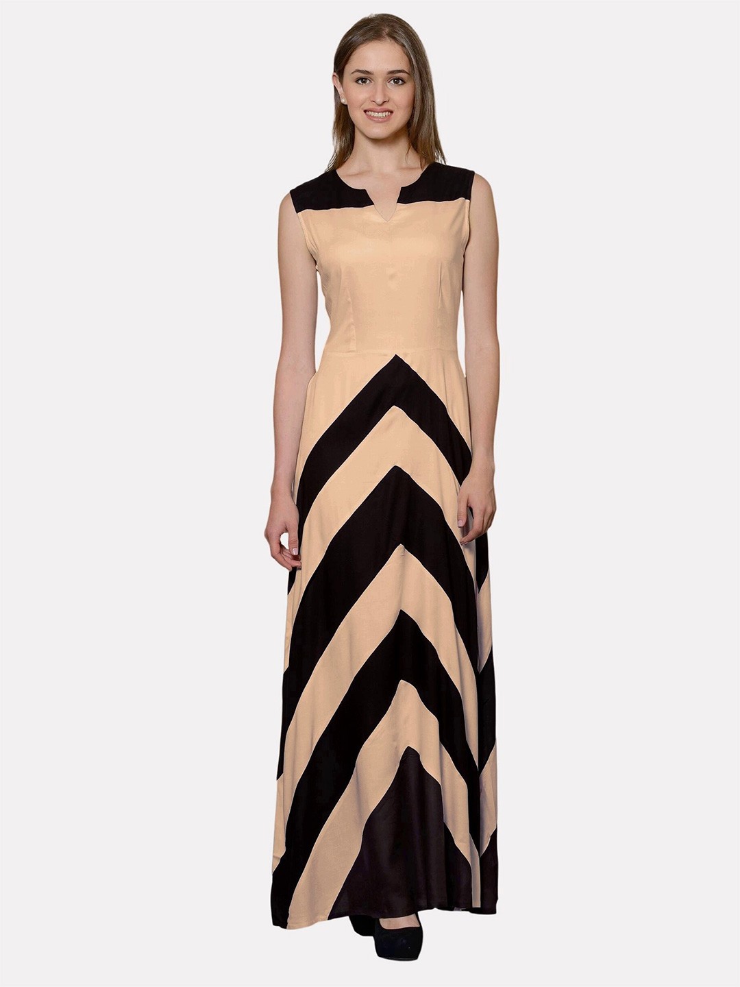 

PATRORNA Colourblocked Maxi Cotton Dress, Black