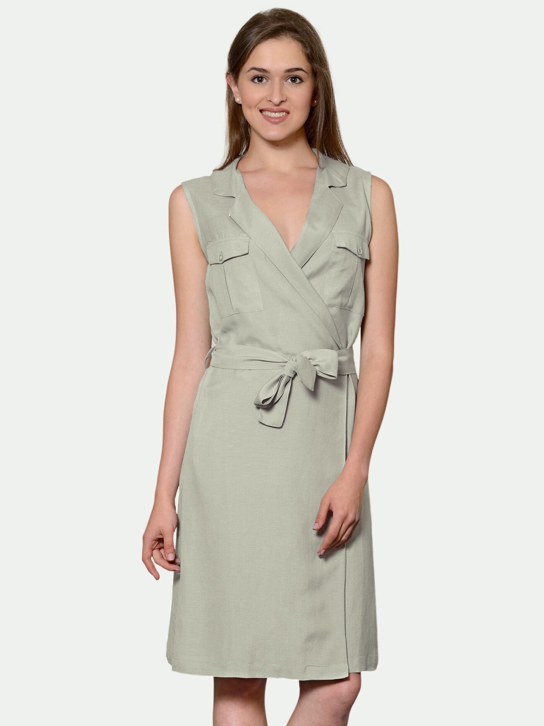 

PATRORNA Cotton wrap Dress, Off white
