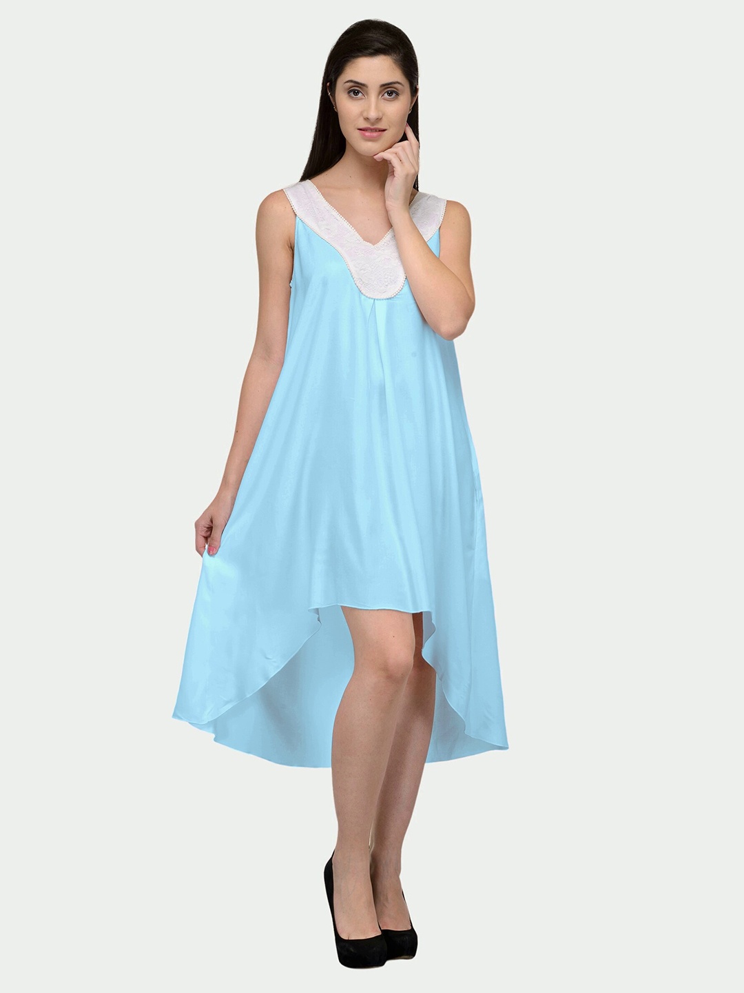 

PATRORNA Plus Size Sleeveless A-Line Cotton Dress, White