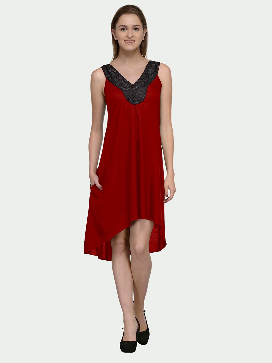 

PATRORNA Plus Size A-Line Cotton Dress, Black
