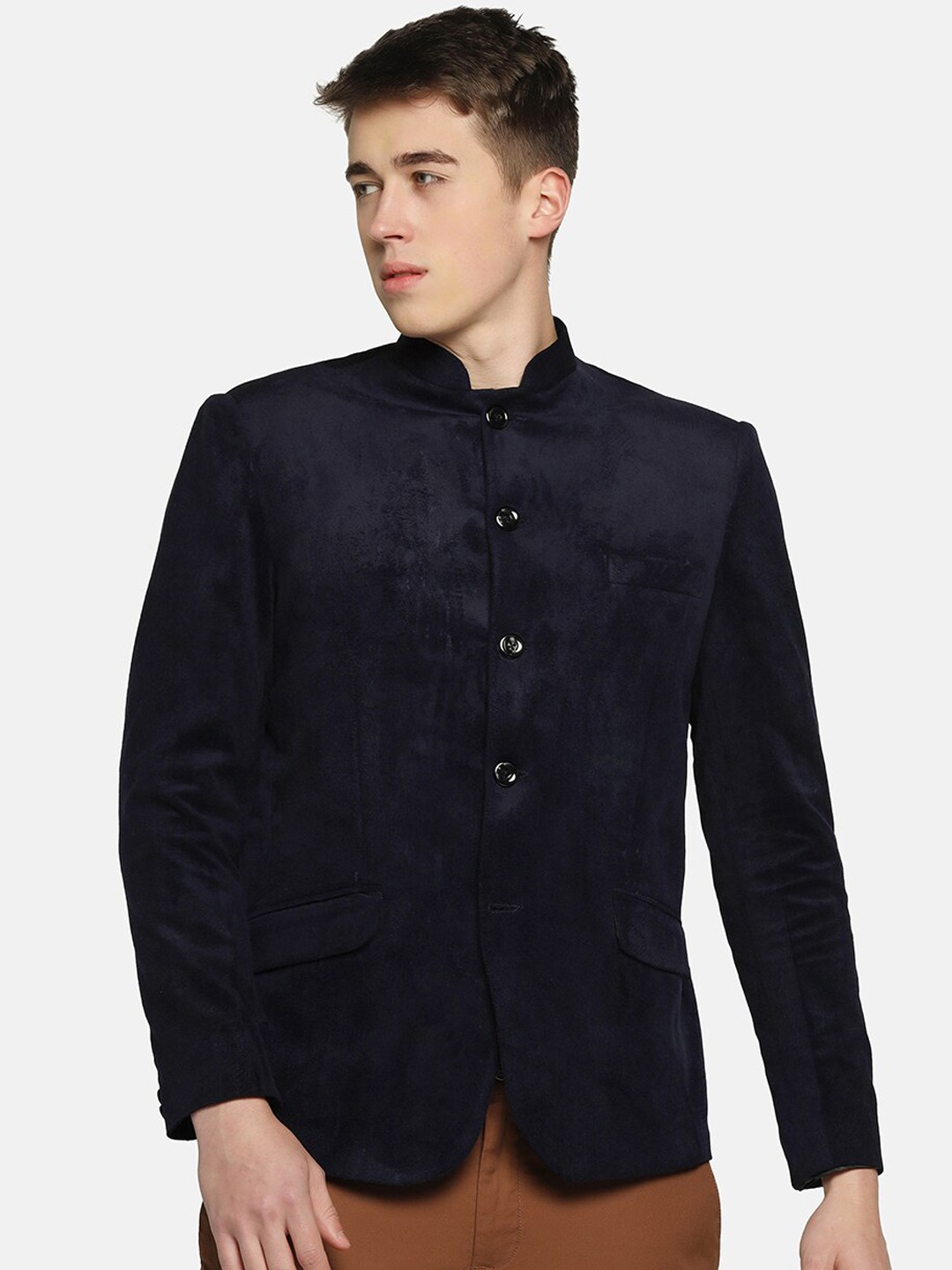 

TAHVO Men Slim-Fit Velvet Bandhlaga Blazers, Blue