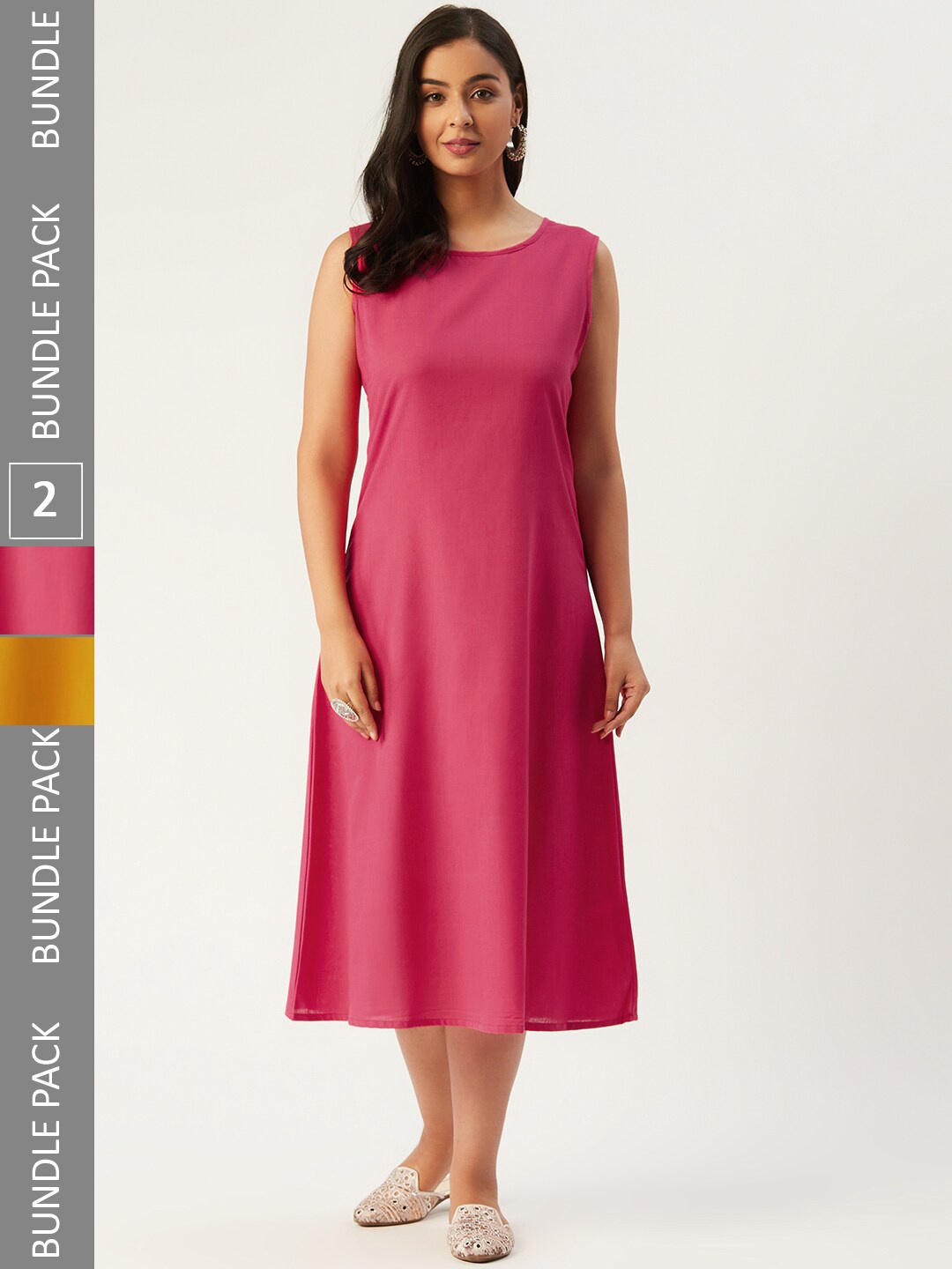 

Molcha Pink A-Line Midi Dress