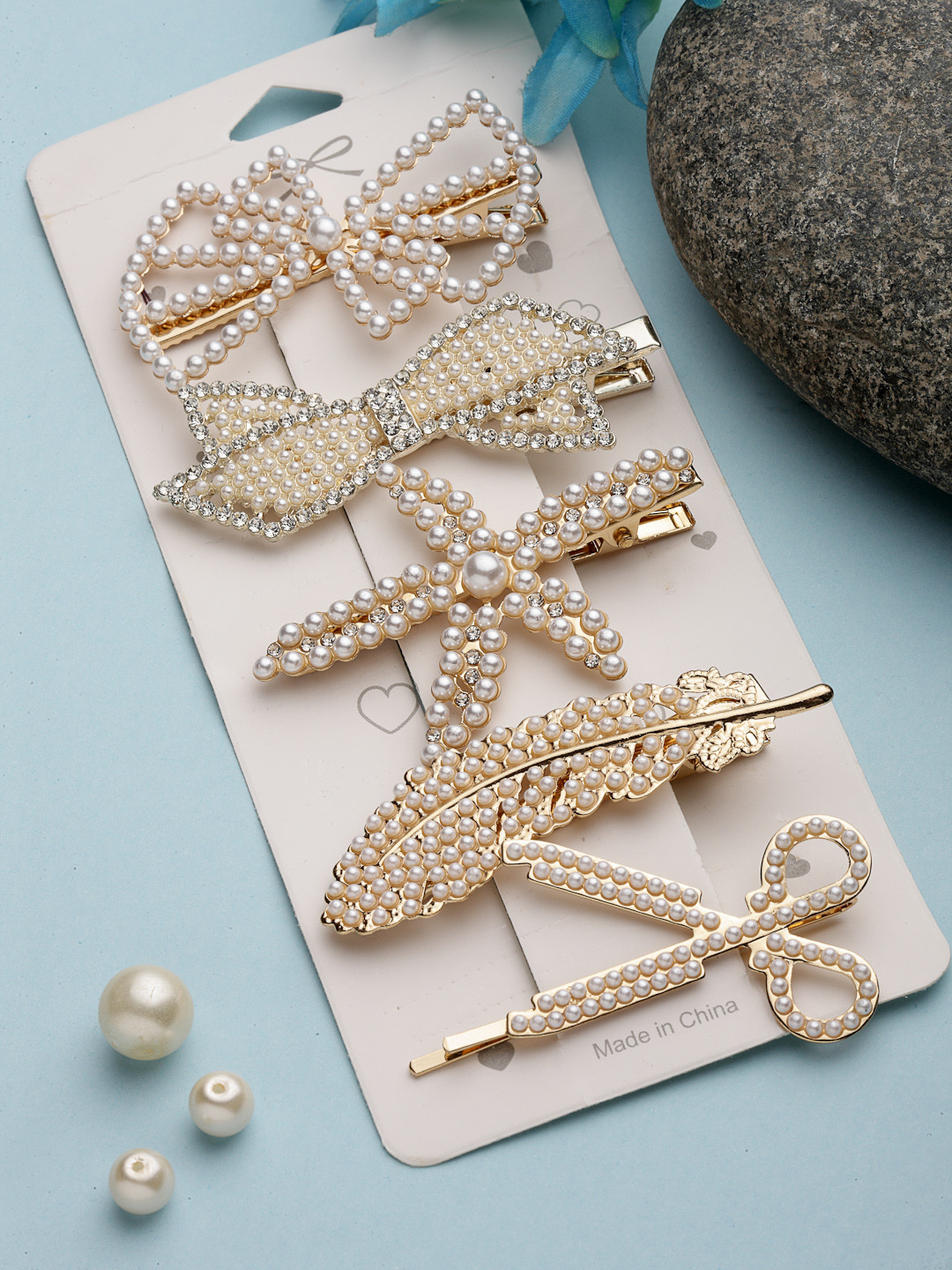 

VOGUE PANASH Women Set of 5 Alligator Hair Clip, Gold