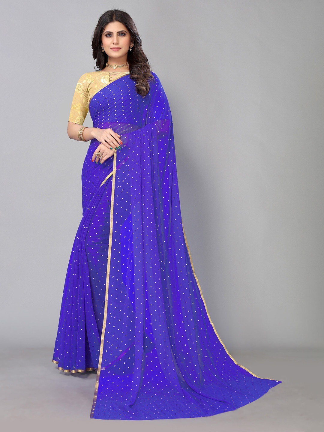 

KALINI Pure Chiffon Patola Saree, Blue