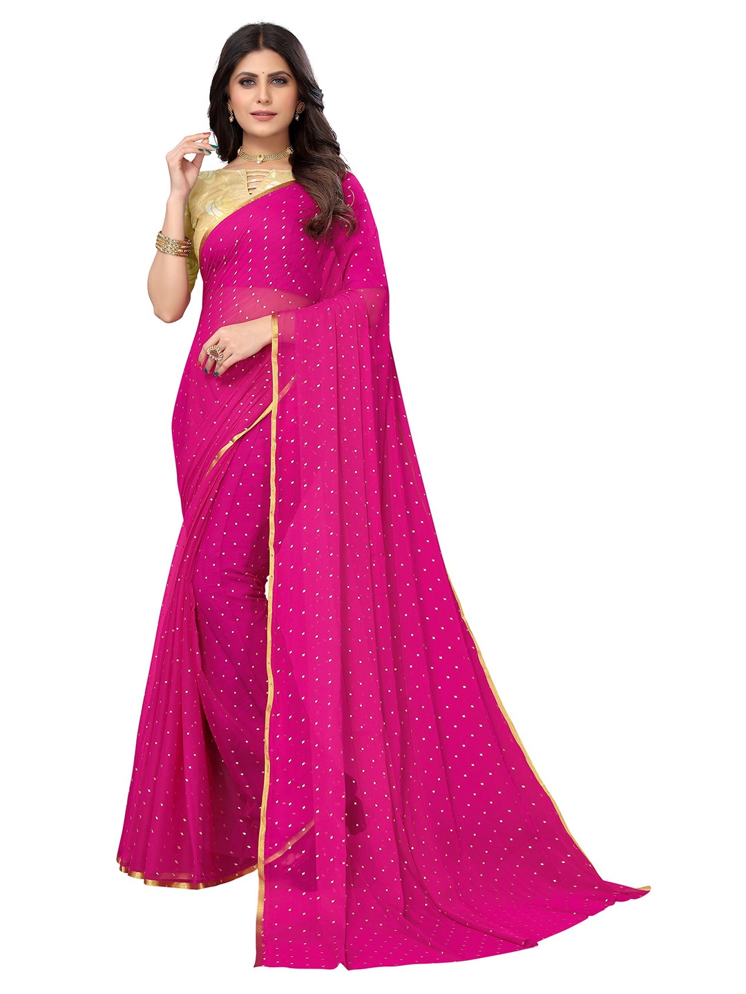 

Nimayaa Geometric Printed Pure Chiffon Saree, Purple