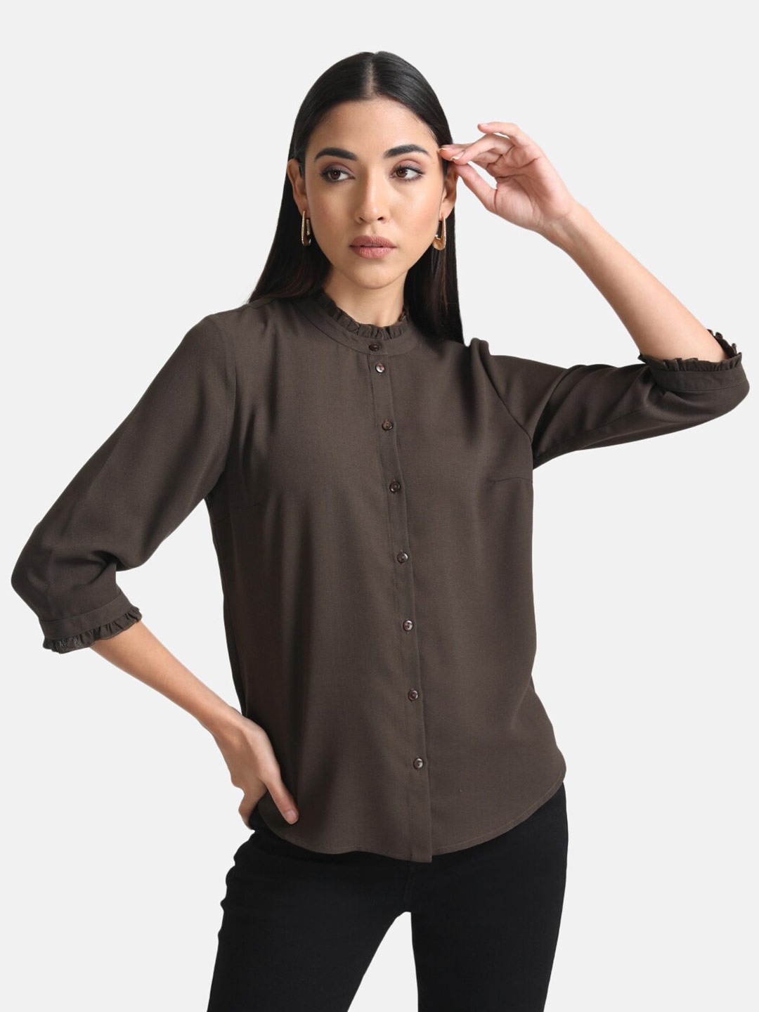 

Kazo Women Shirt Style Top, Olive