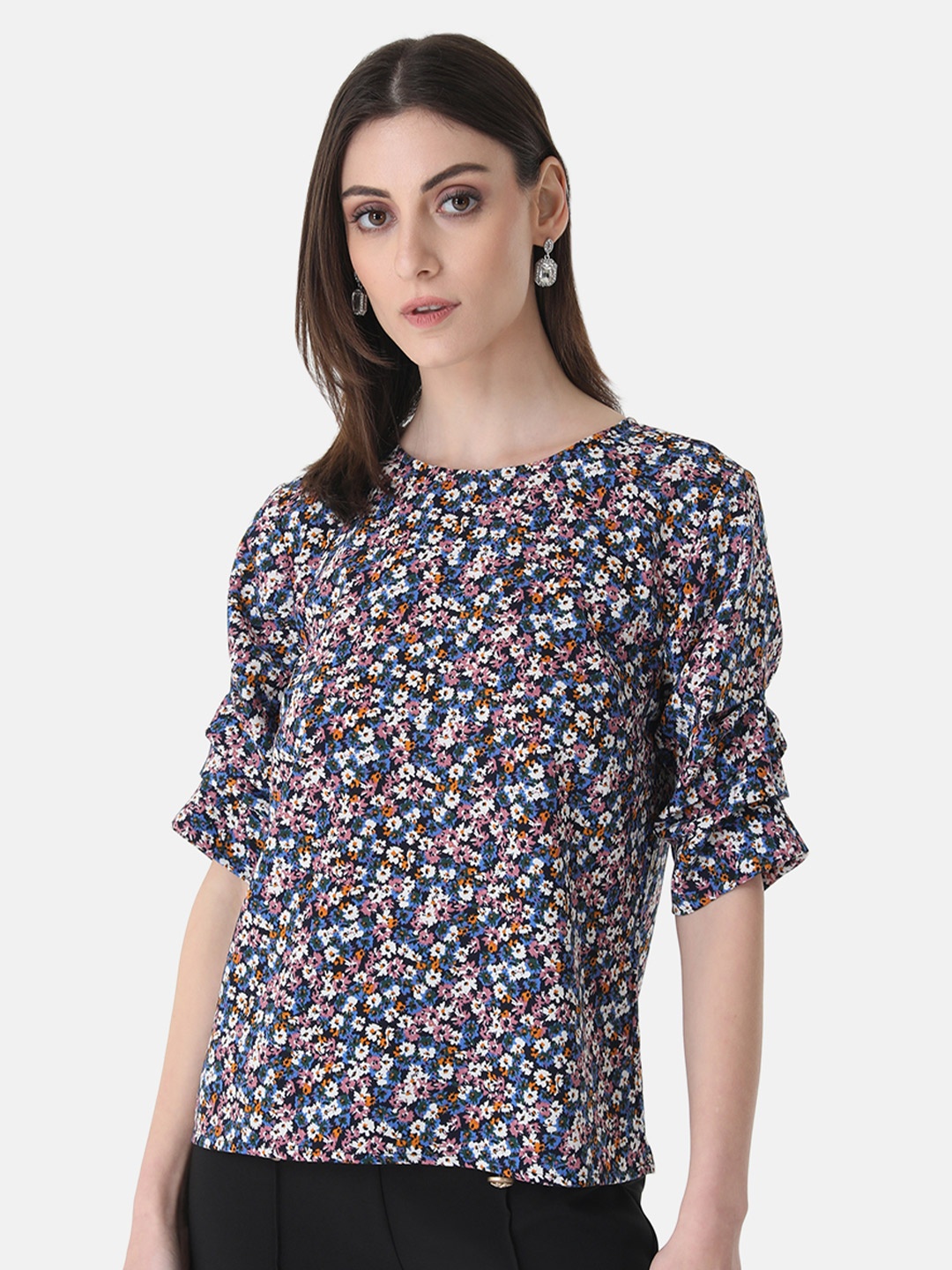 

Kazo Women Floral Print Top, Black