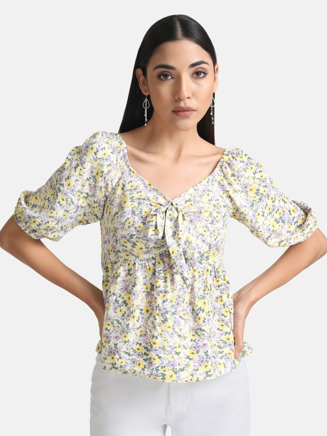 

Kazo Women Floral Printed Top, White
