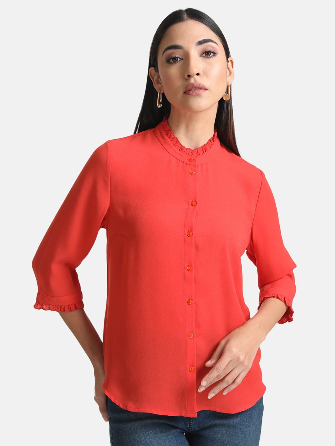 

Kazo Women Shirt Style Top, Orange