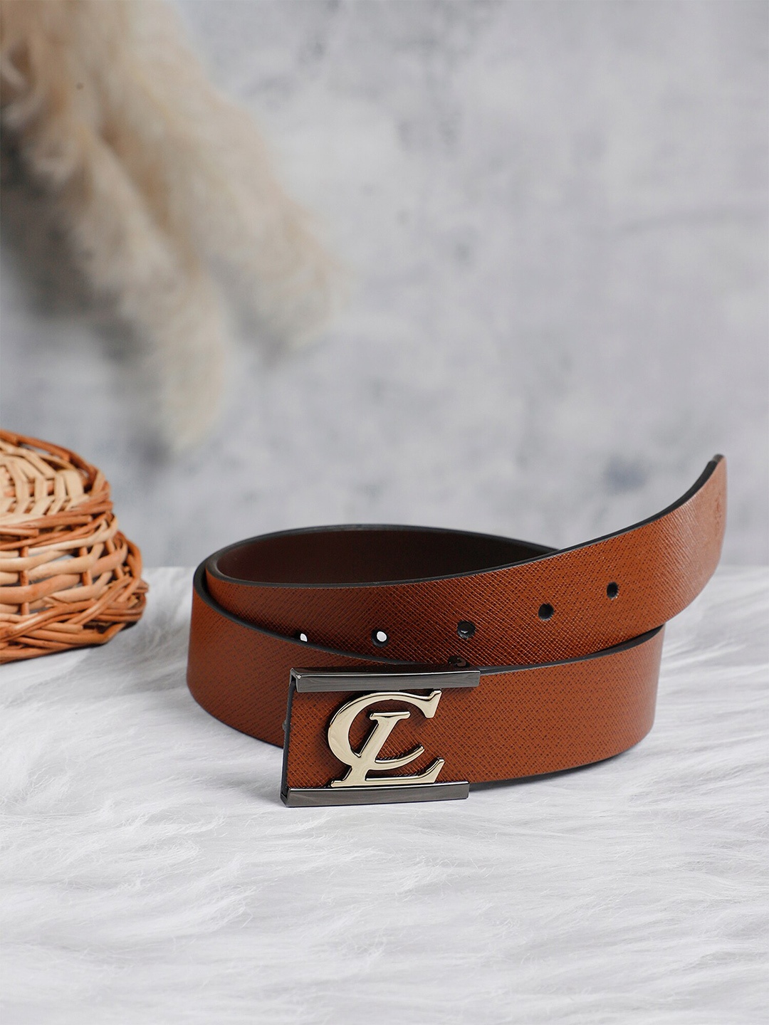 

Carlton London Men Textured Leather Belt, Tan