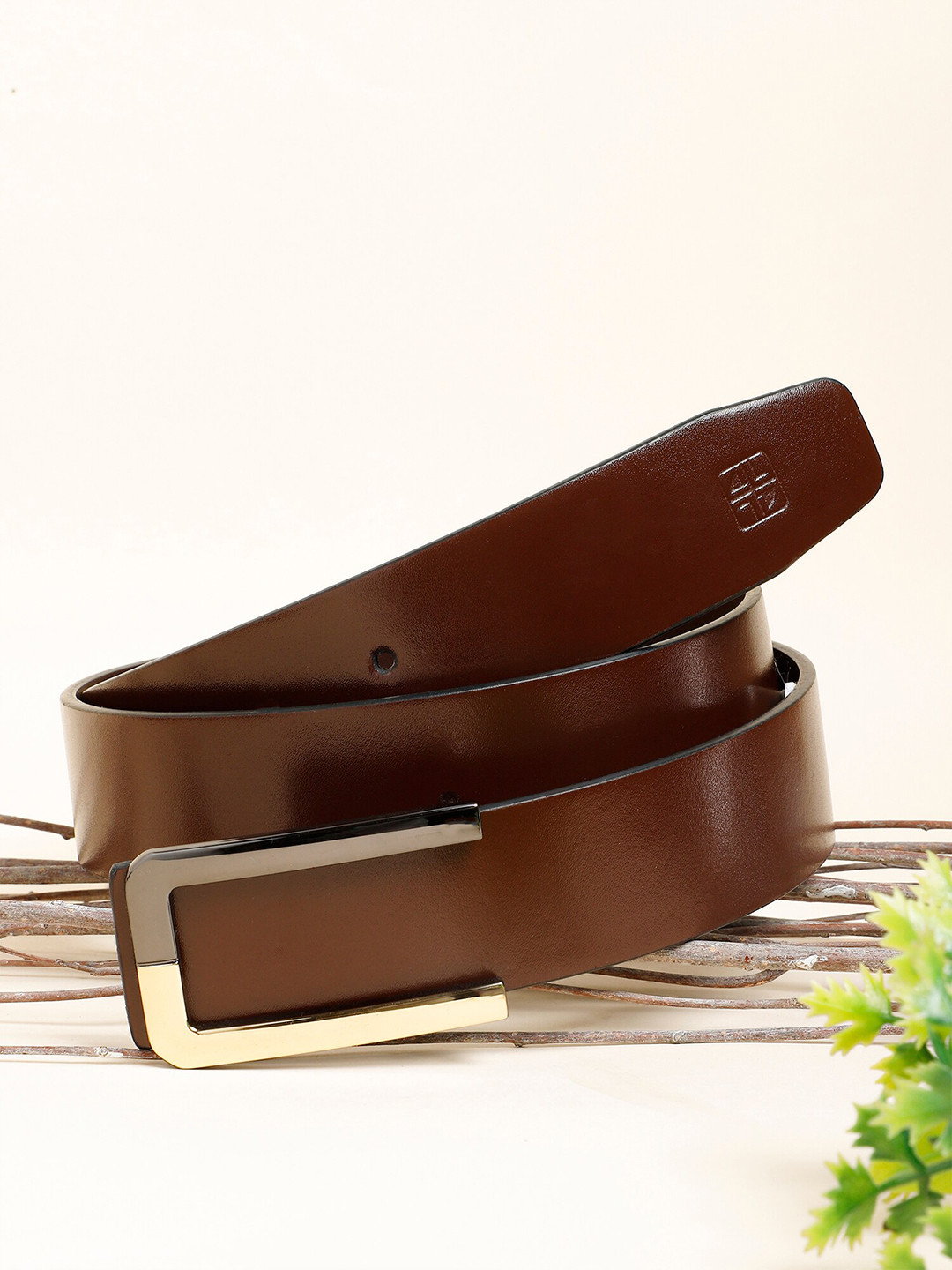 

Carlton London Men Push Pin Leather Belt, Brown