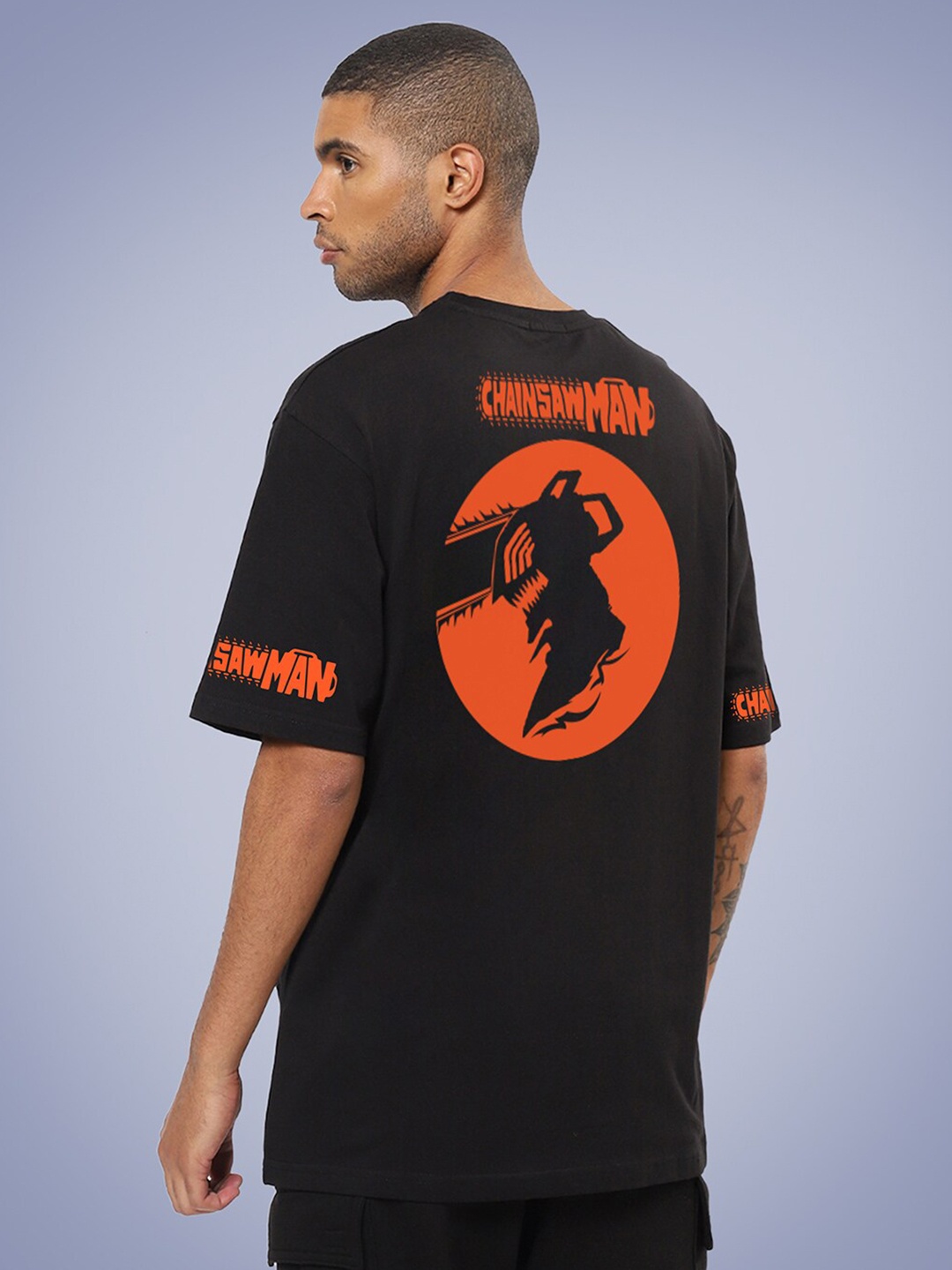 

Mad Over Print Men Printed Loose Cotton T-shirt, Black