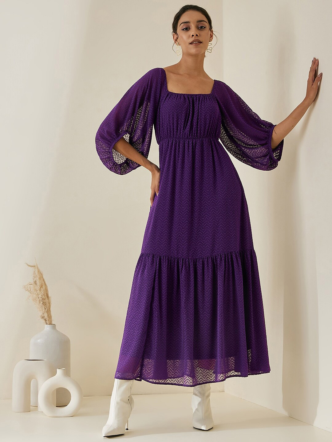 

Femella Square Neck Maxi Dress, Purple