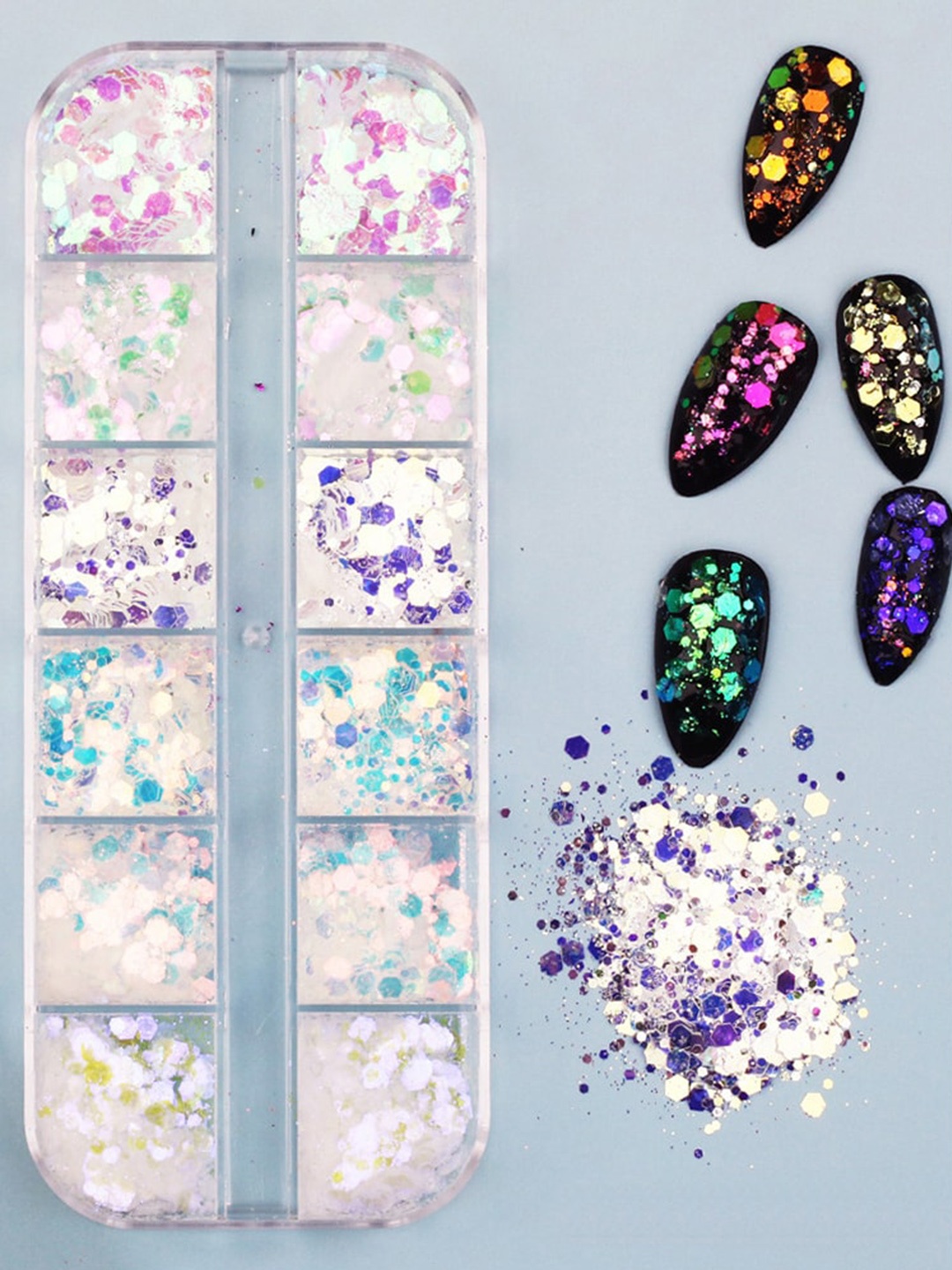 

S.A.V.I. Hexagon Mermaid Sequin DIY Nail Art Accessories, Multi
