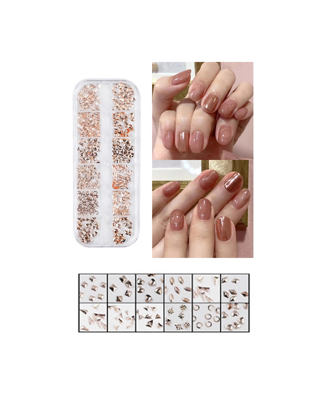 

S.A.V.I. Geometric Shapes Metal DIY Nail Art Accessories - Gold-Toned