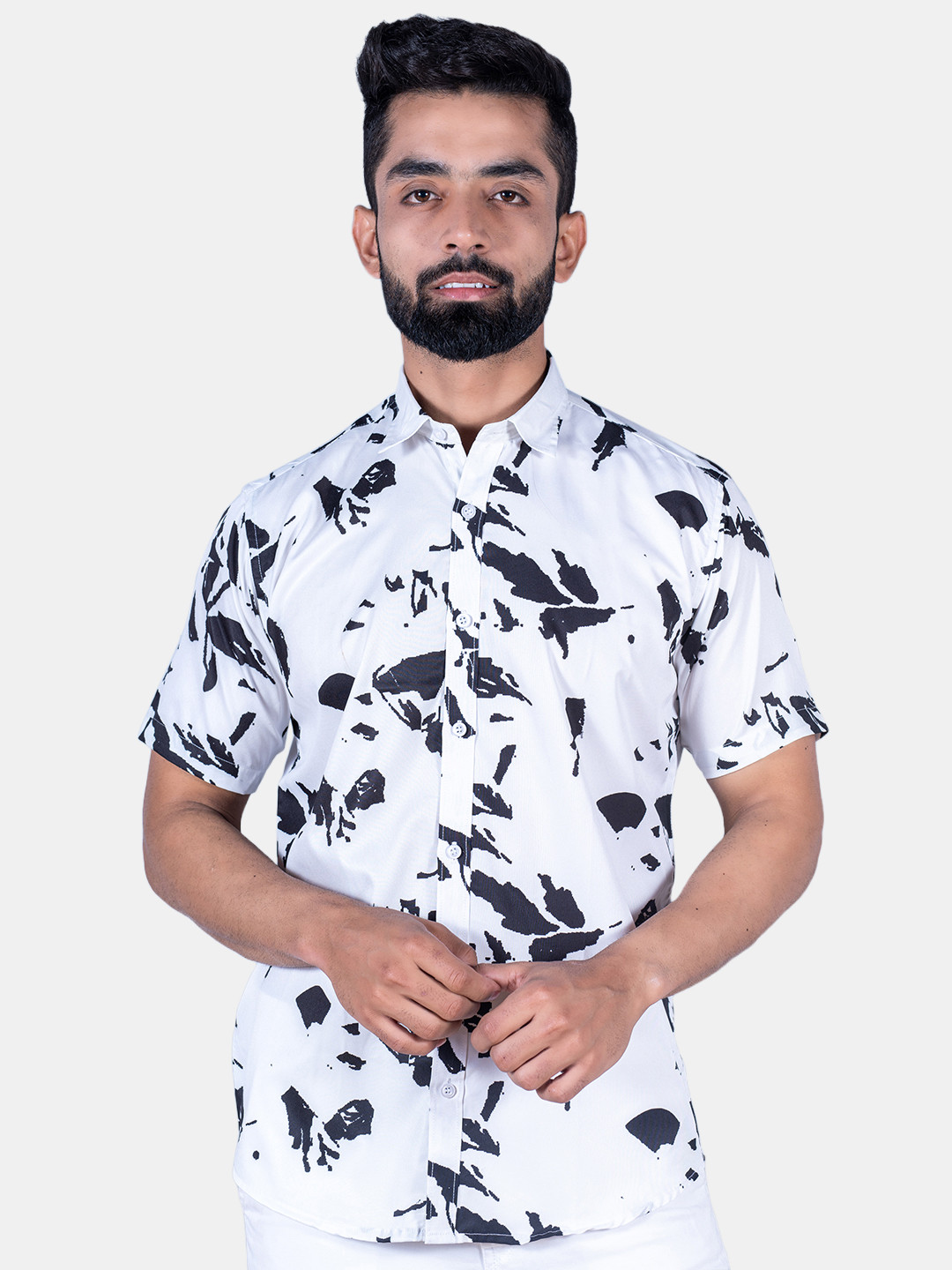 

Tistabene Men Printed Cotton Casual Shirt, White
