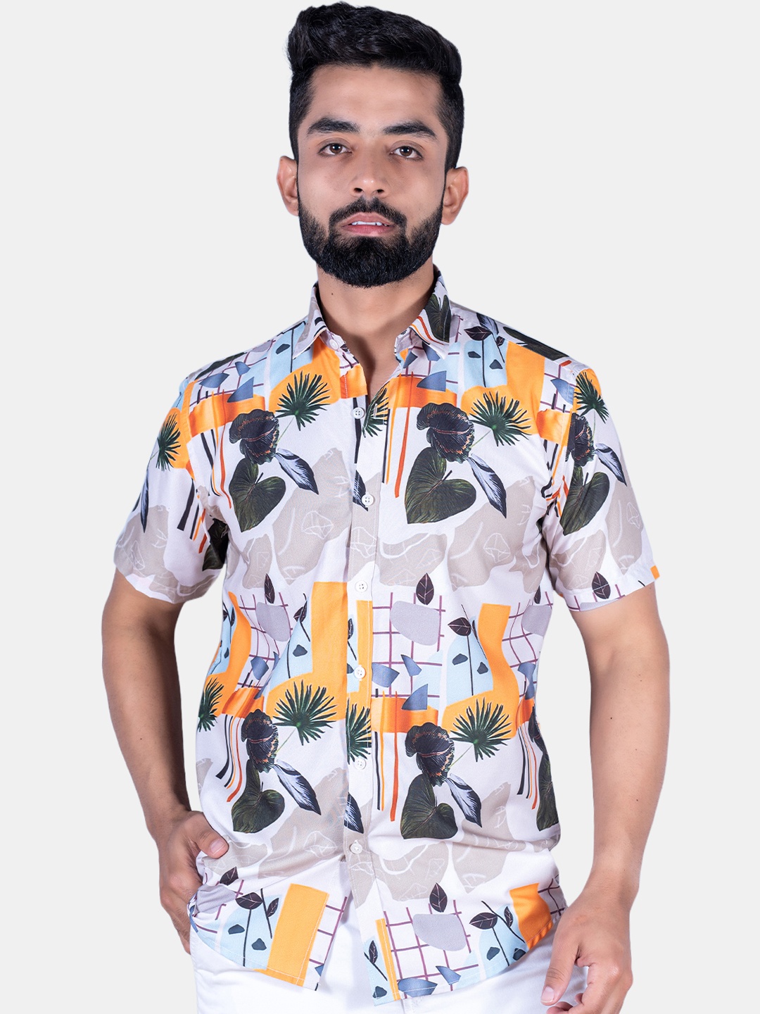 

Tistabene Men Printed Cotton Casual Shirt, Grey