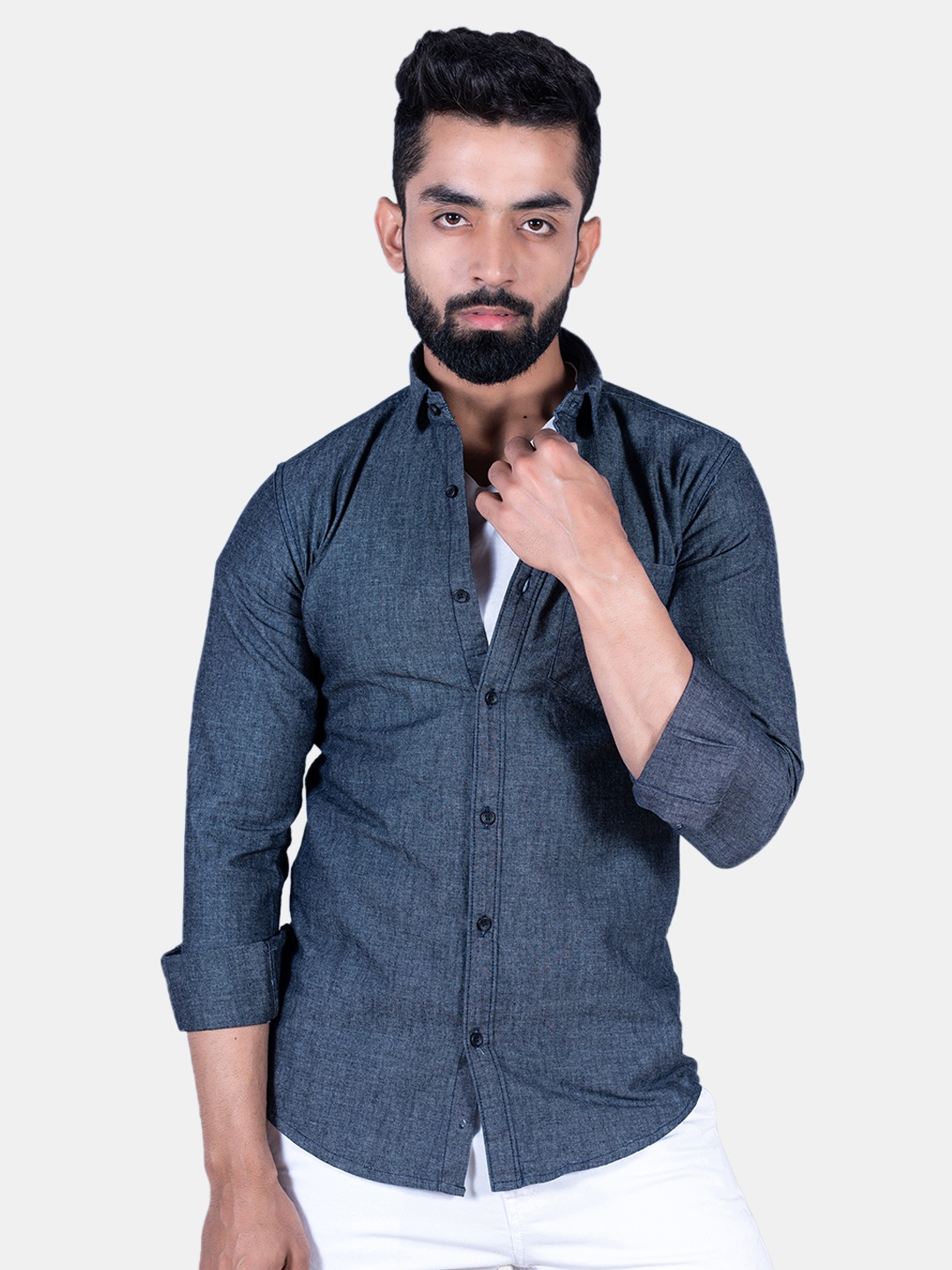 

Tistabene Men Cotton Casual Shirt, Navy blue