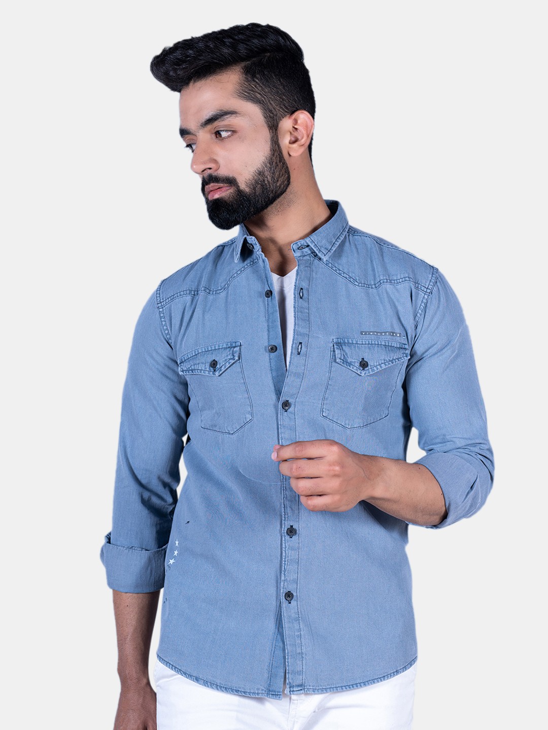 

Tistabene Men Cotton Casual Shirt, Turquoise blue