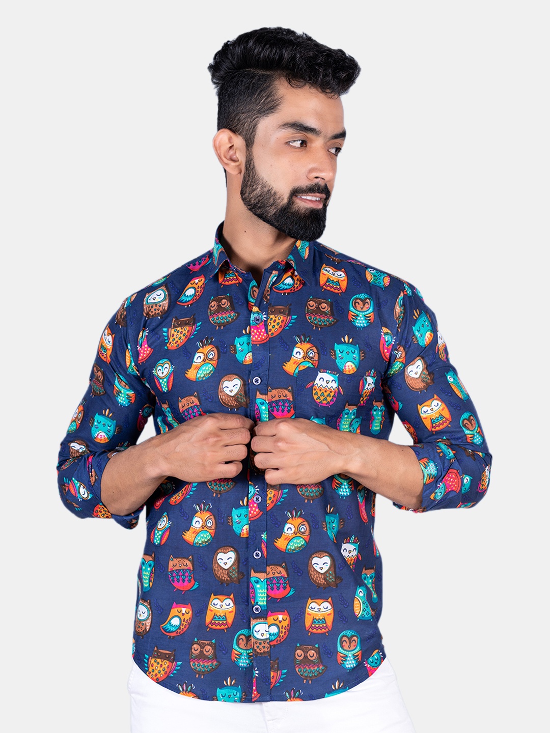 

Tistabene Men Printed Cotton Casual Shirt, Blue