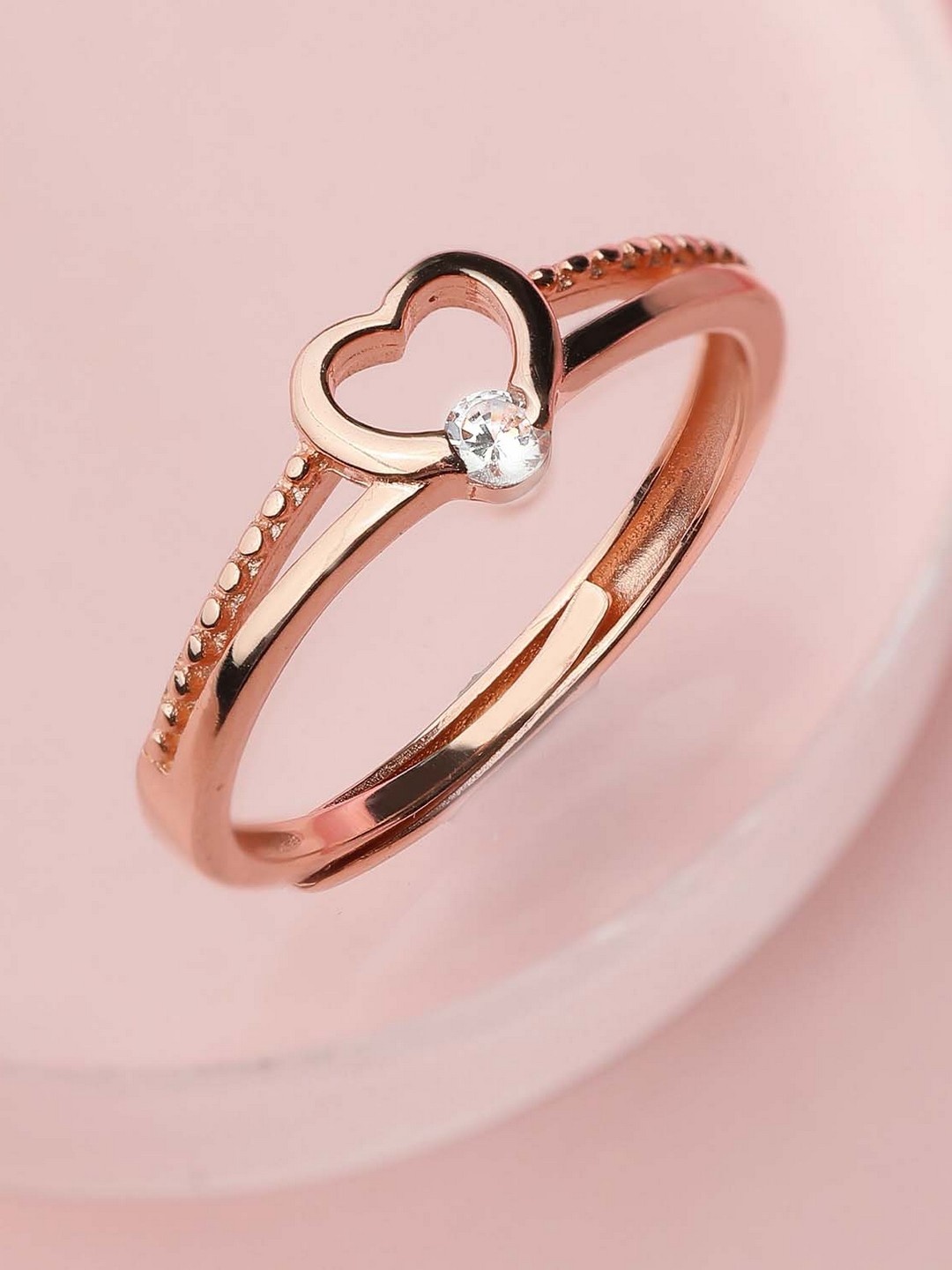 

Zavya Women Rose Gold-Plated CZ Studded Finger Ring