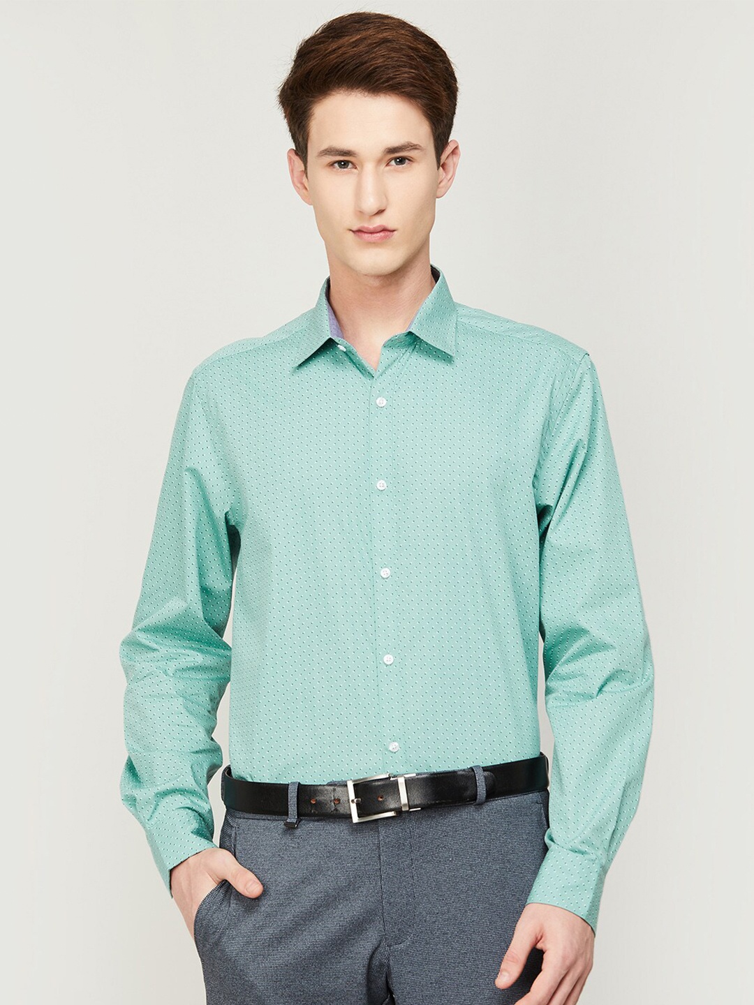 

CODE by Lifestyle Men Printed Cotton Formal Shirt, Green