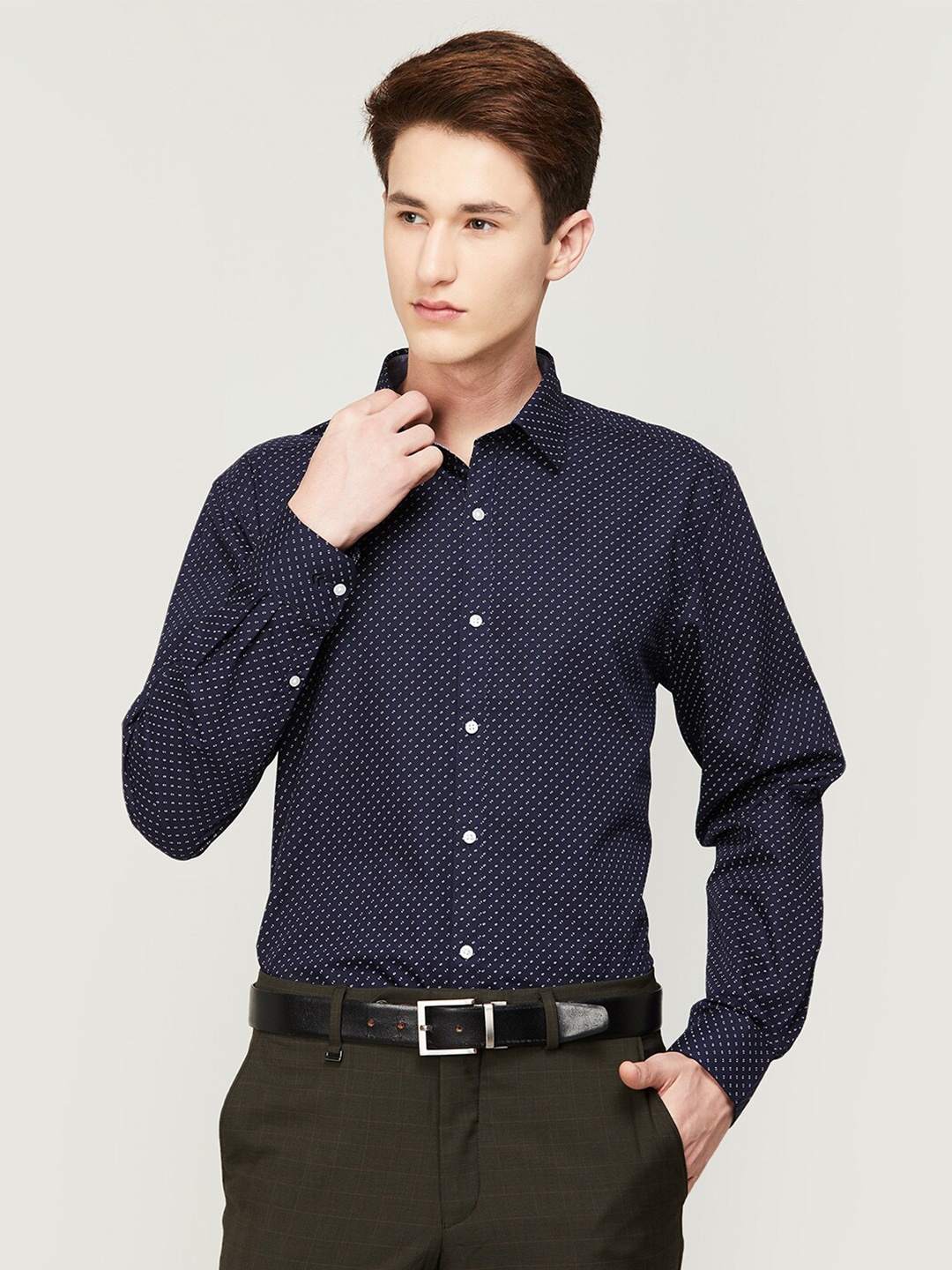 

CODE by Lifestyle Men Printed Cotton Casual Shirt, Navy blue