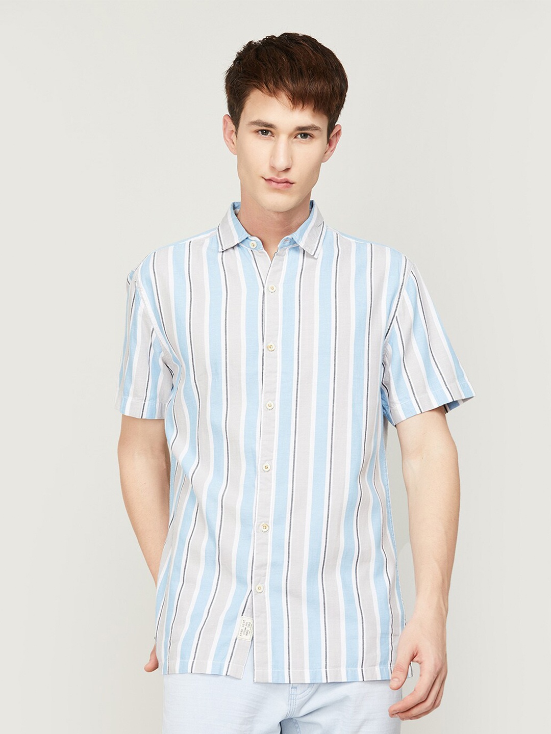 

Forca Men Striped Cotton Casual Shirt, Blue