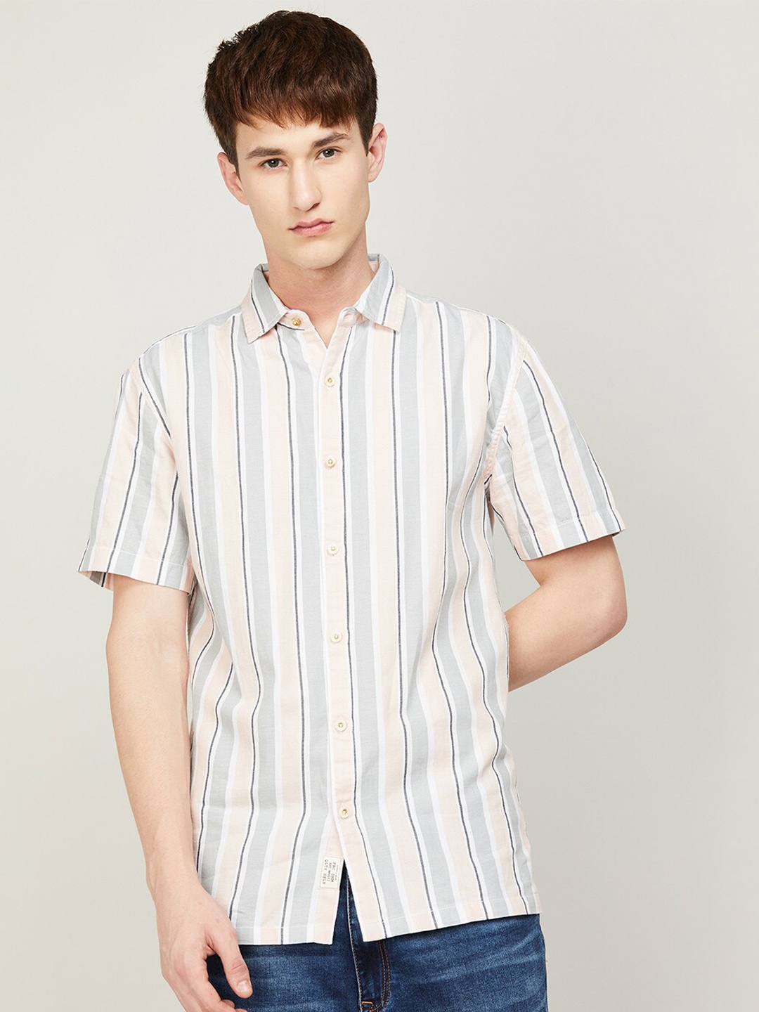 

Forca Men Striped Cotton Casual Shirt, Pink