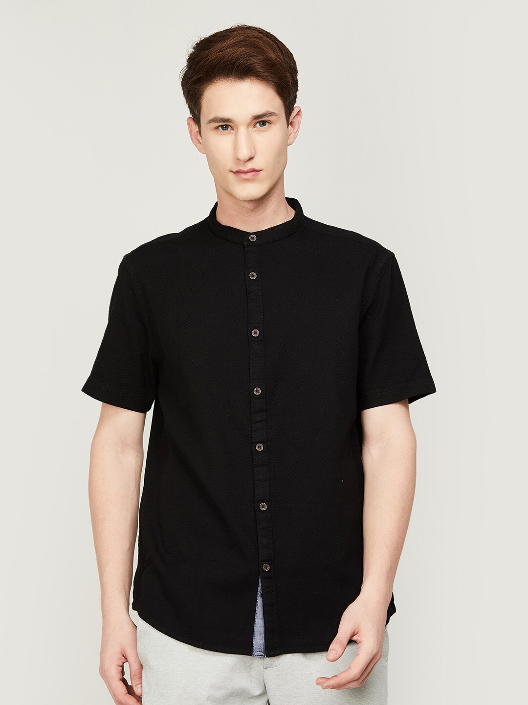

Melange by Lifestyle Men Cotton Casual Shirt, Black