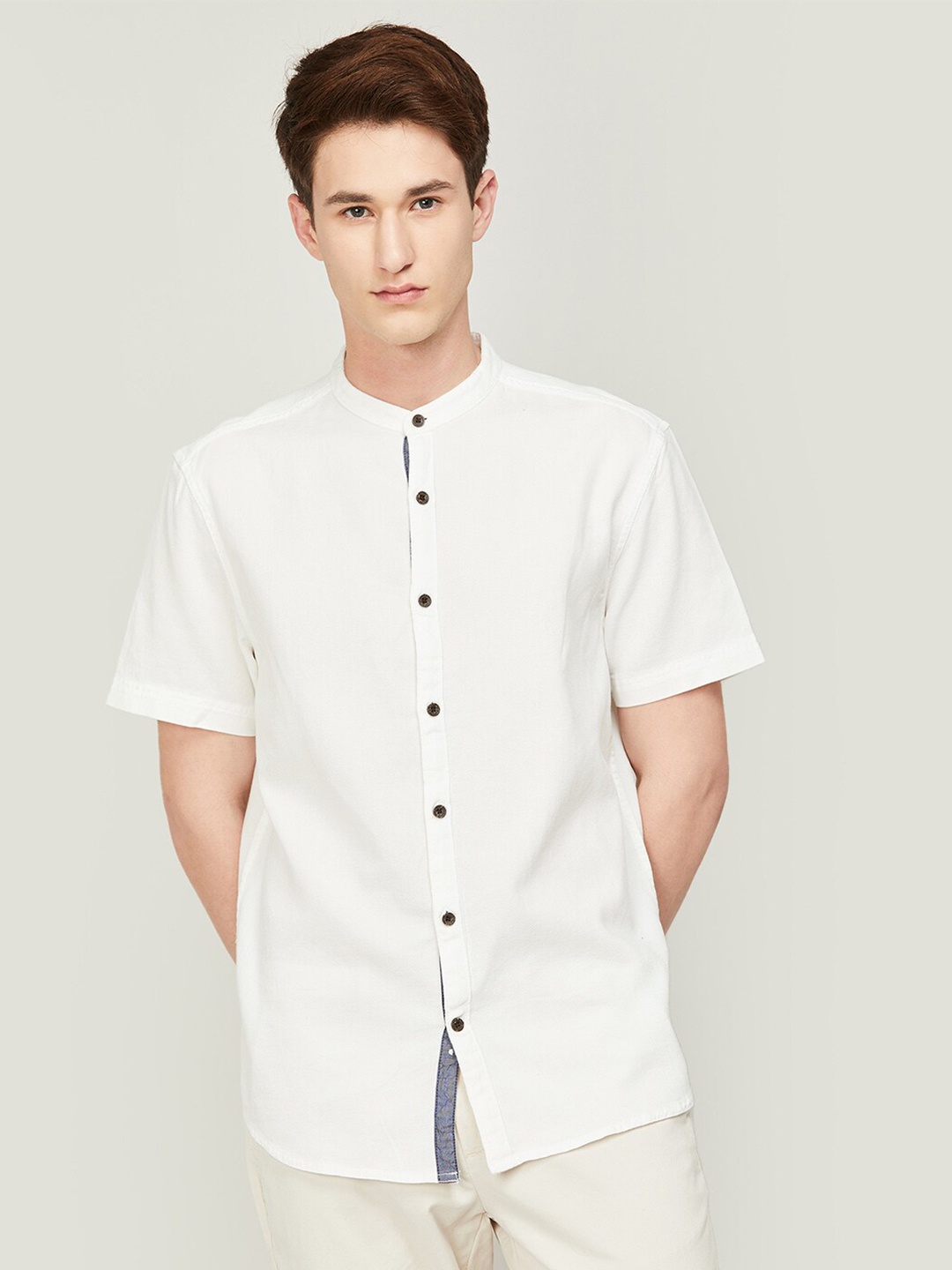 

Melange by Lifestyle Men Cotton Casual Shirt, White
