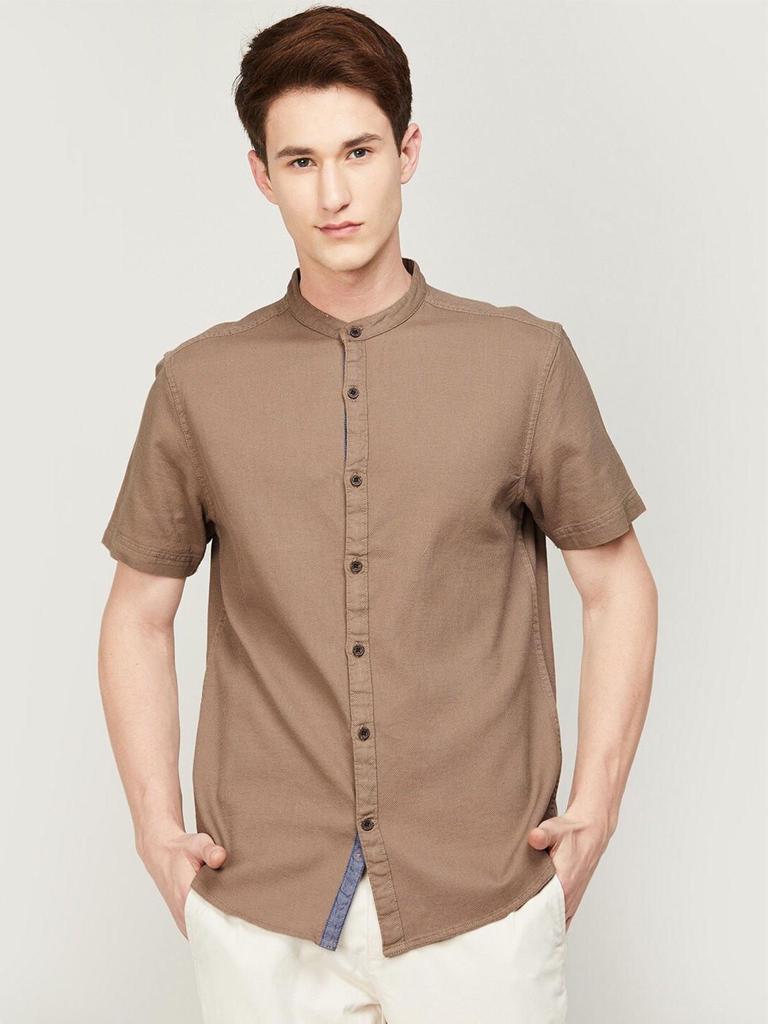

Melange by Lifestyle Men Cotton Casual Shirt, Brown