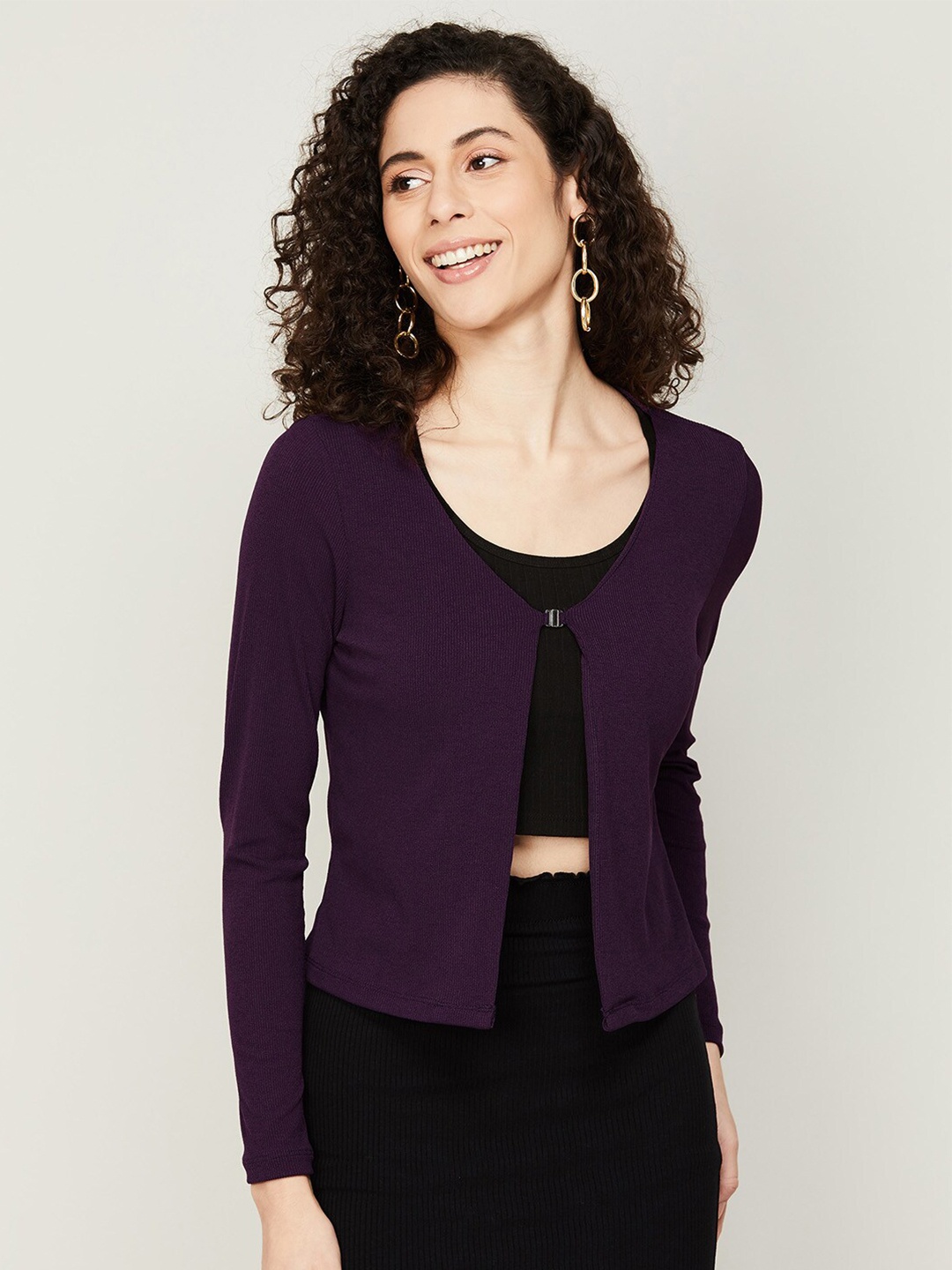 

CODE by Lifestyle Women Crop Shrug, Purple