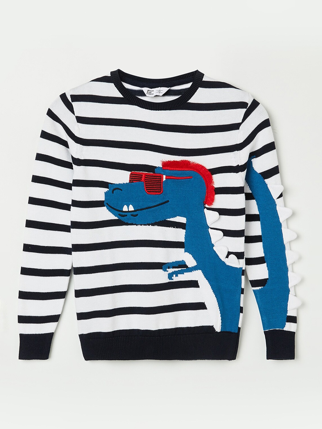 

Fame Forever by Lifestyle Boys Striped Cotton Pullover Sweater, White