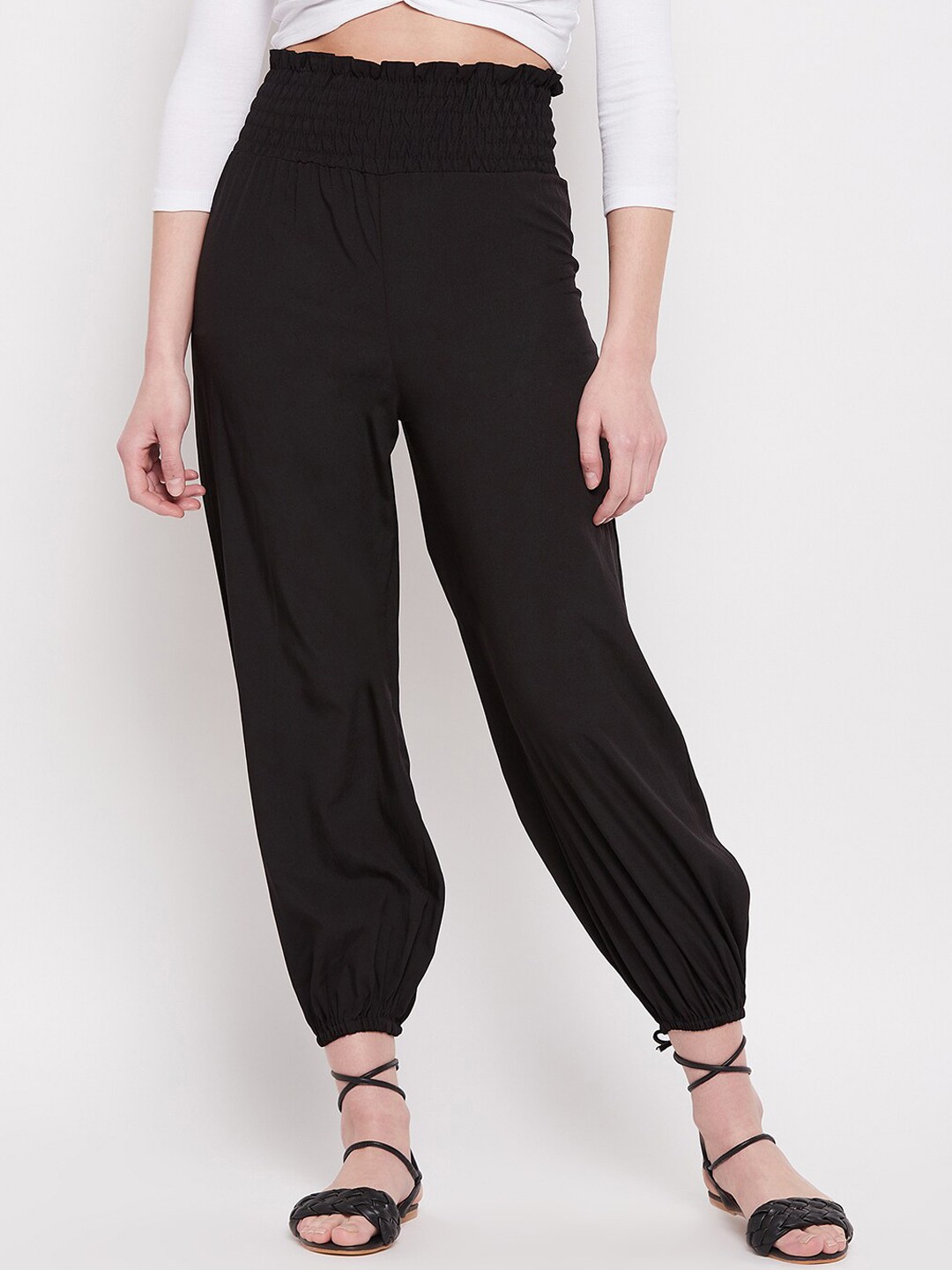 

NABIA Women Relaxed High-Rise Trousers, Black
