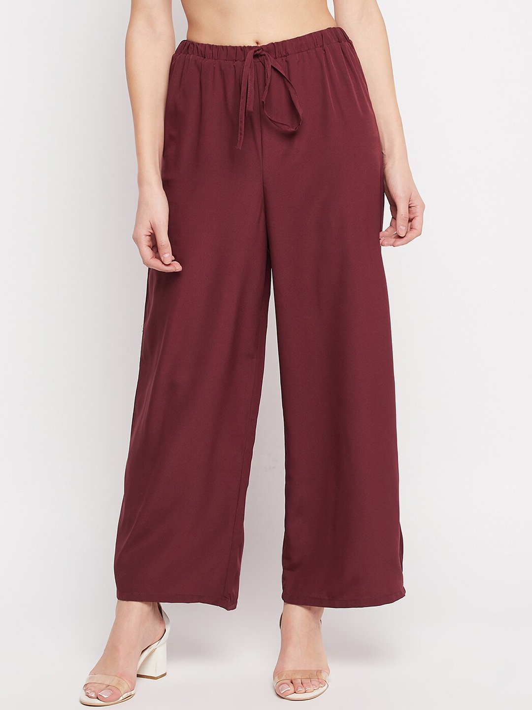 

NABIA Women Relaxed High-Rise Trousers, Maroon