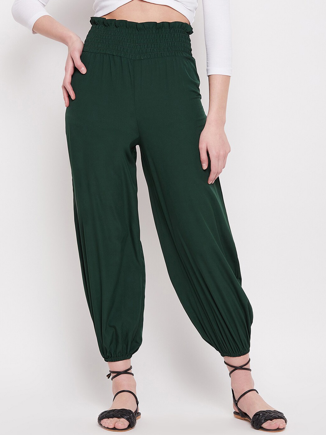 

NABIA Women Relaxed High-Rise Trousers, Green