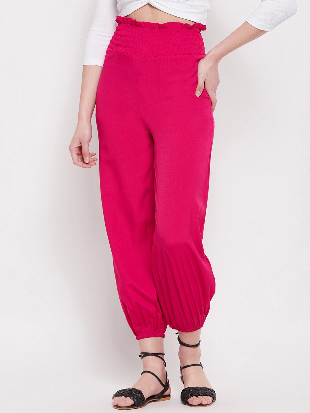 

NABIA Women Relaxed High-Rise Trousers, Pink